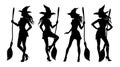 Halloween silhouettes of sexy witch. Set 2 Royalty Free Stock Photo