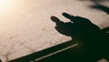 Silhouette Shadow of happy lovers couple on street with sunshine Royalty Free Stock Photo