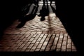 Silhouette shadows, People Walking Royalty Free Stock Photo
