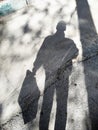 Silhouette and shadows on the road surface