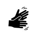 Silhouette of Shaking or clapping hands. Outline icon of palms rubbing against each other. Black simple illustration of applause.