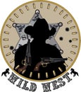 The silhouette of the Sheriff with guns in hand against the background of the Sheriff's star and bullets