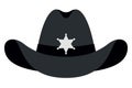 Silhouette Sheriff Hat Icon. Vector Isolated Object. Front View
