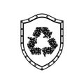 Silhouette shield with with recycled symbol