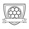Silhouette shield with ribbon with soccer ball