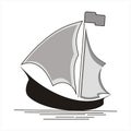 Silhouette of ship logo design Traditional Sailboat from Asia / Africa