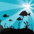 silhouette of a shoal of fish. Vector illustration decorative design