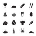 Silhouette shop, food and drink icons