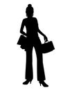 Silhouette shopping lady shape