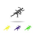 Silhouette Short track speed skating athlete isolated multicolored icon. Winter sport games discipline. Symbol, signs can be used