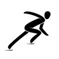 Silhouette Short track speed skating athlete isolated vector illustration