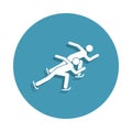 Silhouette Short track speed skating icon in badge style. One of Winter sports collection icon can be used for UI, UX