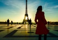 Silhouette shot of Eiffel tower in Paris.