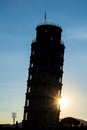 Silhouette shot of The famous Leaning Tower in Pisa, Italy Royalty Free Stock Photo