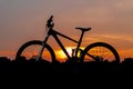 Silhouette shot of full suspension mountain bike Royalty Free Stock Photo