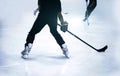 Silhouette shot ice-hockey game in winter season game