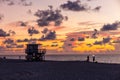 Silhouette shot of Lifeguard Tower in South Beach, Miami Florida