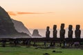 Silhouette shot of Moai statues in Easter Island