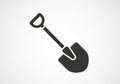 Silhouette of a shovel icon features a simple, flat design. The tool includes a D-shaped handle, a Royalty Free Stock Photo