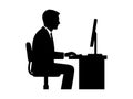 Solo Desk Mode â Professional Silhouette Working at Computer Royalty Free Stock Photo