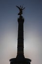 Silhouette of Siegessaule or victory monument in Berlin close to animal garden. Viewed directly from the entrance stairway, blue Royalty Free Stock Photo