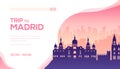 Silhouette of sightseeing attractions of Madrid. Royalty Free Stock Photo