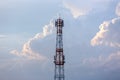 Silhouette signal antenna tower at sunrise sky Royalty Free Stock Photo