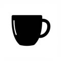 Silhouette of a simple coffee cup with a handle, set against a white background Royalty Free Stock Photo