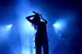 Silhouette of the singer of FKA Twigs (band) in concert at Sonar Festival