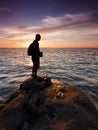 Silhouette of a single man at sunset Royalty Free Stock Photo