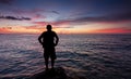 Silhouette of a single man at sunset Royalty Free Stock Photo