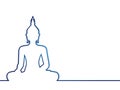 Silhouette of sitting Buddha on white background. Vector illustration. Royalty Free Stock Photo