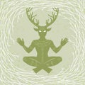 Silhouette of the sitting horned god Cernunnos. Mysticism, esoteric, paganism, occultism.