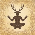 Silhouette of the sitting horned god Cernunnos. Mysticism, esoteric, paganism, occultism. Royalty Free Stock Photo