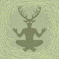 Silhouette of the sitting horned god Cernunnos. Mysticism, esoteric, paganism, occultism.