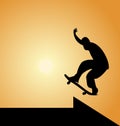 Silhouette skateboard man and arrow