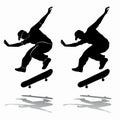 Silhouette of skateboarder, vector draw Royalty Free Stock Photo