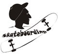 Silhouette - skateboarding, black color, template, vector illustration