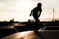 Silhouette of skater at venice beach Royalty Free Stock Photo