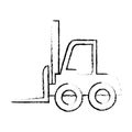 Silhouette sketch blurred forklift truck with boxes