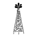 Silhouette sketch blurred oil rig icon