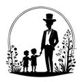 Silhouette sketch Father's Day poster for use on t-shirts and mugs. Hand drawn