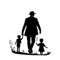 Silhouette sketch Father's Day poster for use on t-shirts and mugs. Hand drawn