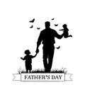 Silhouette sketch Father's Day poster for use on t-shirts and mugs. Hand drawn