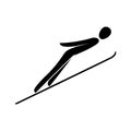 Silhouette ski jumping athlete isolated. Winter sport games discipline Royalty Free Stock Photo