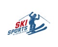 Silhouette Ski logo design Vector, Winter sports, Snowboarder, skier player Royalty Free Stock Photo