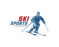 Silhouette Ski logo design Vector, Winter sports, Snowboarder, skier player Royalty Free Stock Photo