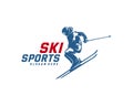 Silhouette Ski logo design Vector, Winter sports, Snowboarder, skier player Royalty Free Stock Photo