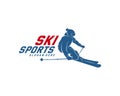 Silhouette Ski logo design Vector, Winter sports, Snowboarder, skier player Royalty Free Stock Photo