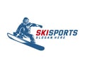 Silhouette Ski logo design Vector, Winter sports, Snowboarder, skier player Royalty Free Stock Photo